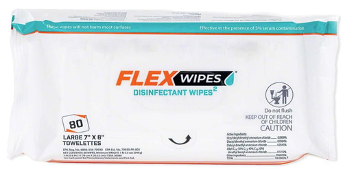 Flex Wipes 92080 No Rinse Disinfectant/Sanitizing Wipes 80 Count, 12 Pack/Case