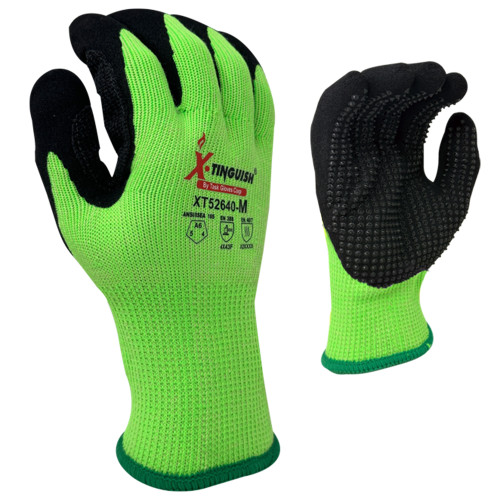 Task Gloves XT52640TC XTinguish Aramid Knit with Black Nitrile Dots over Sandy Nitrile Coating, A6 Cut Resistance