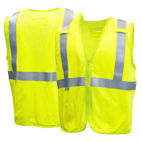 Pyramex Safety RVZ5210FR FR Safety Vest - Hi-Vis Lime ANSI Type R Class 2