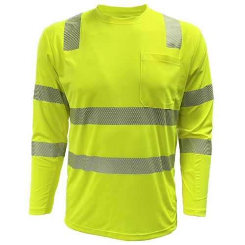 PIP 204CMPS ANSI Type R Class 3 EcoChill Long Sleeve T-Shirt with UPF 50+ Sun Protection, Hi-Vis Yellow