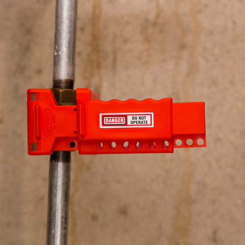 Zing 7250 Adjustable Ball Valve Lockout, Clamp On, For Quarter Turn Handle, 1.5"-2.5", Red