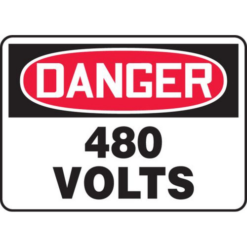 Accuform NMC MELC058XP OSHA Danger Safety Sign: 480 Volts 7"X10" Accu-Shield Sign