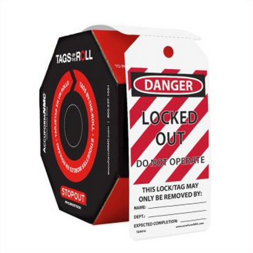 Accuform NMC TAR416 OSHA Danger Tags By-The-Roll: Locked Out Do Not Operate 100/Roll
