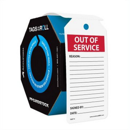 Accuform NMC TAR730 Safety Tags By-The-Roll: Out Of Service 250/Roll