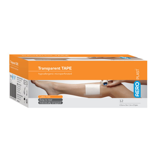 Aero Healthcare AT25 AEROPLAST Transparent Plastic Tape 1in x 5.5yds