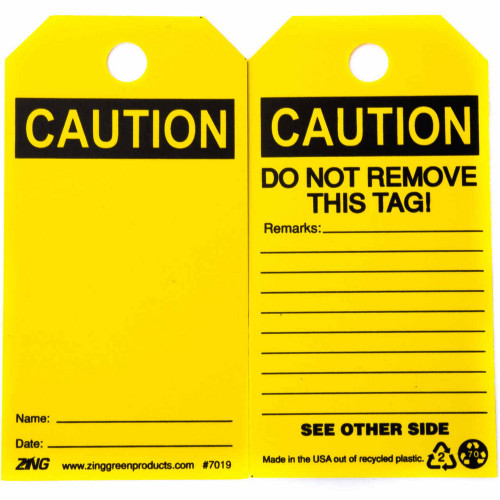 Zing Green 7019 Eco Safety Tag, CAUTION, Blank, 5.75Hx3W, 10 Pack - 7019