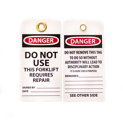 Zing Green 7500 Lockout Tag, Danger Do Not Use Forklift, 10/pk