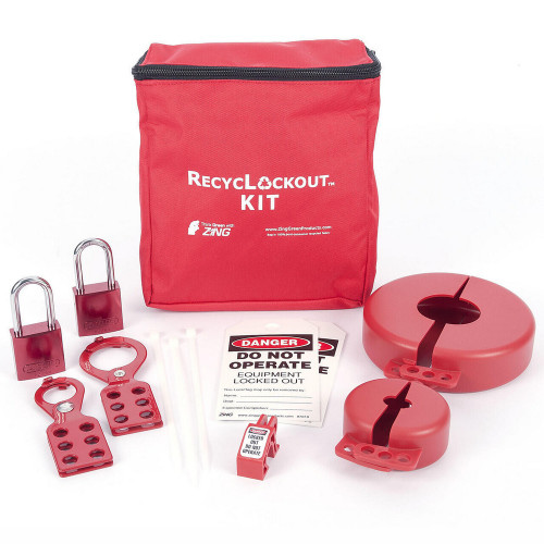 Zing Green 2732 Valve Lockout Pouch Kit, Aluminum Padlocks, 12 Components, Recycled Materials