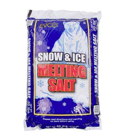 Evco Snow & Ice Melting Rock Salt FLOERS50P Safe-T-Salt, 50lb Bags, 56 Bags/Pallet