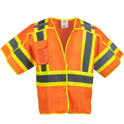 PIP 303-V505-OR ANSI Type R Class 3 Two-Tone Breakaway Vest Hi-Vis Orange