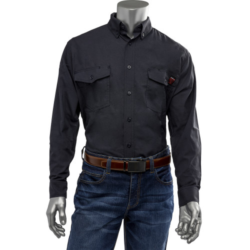 PIP 385-FRRS-NV/S AR/FR Dual Certified Ripstop Long Sleeve Workshirt - 9 cal/cm2