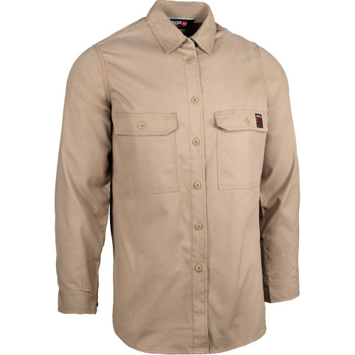 PIP 385-FRRSW-TN/S AR/FR Dual Certified Women's Ripstop Long Sleeve Workshirt- 9 cal/cm2