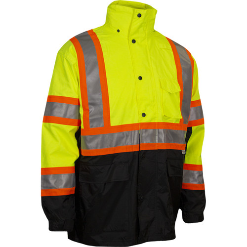 PIP 431CS-LB ANSI Type R Class 3 Two-Tone Waterproof and Breathable 3-Seasons Parka with Black Bottom Hi-Vis Yellow/Black
