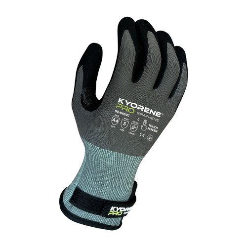 Armor Guys 00-840VC 18g Gray Kyorene Pro Liner With Black HCT Micro Foam Nitrile Palm Coating, Thumbcrotch Reinforcement, Touch Screen, Velcro Closure,  ANSI A4