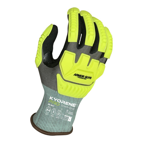 Armor Guys 00-847 18g Gray Kyorene Pro Liner With Black HCT Micro Foam Nitrile Palm Coating and Back Protection, ANSI A4