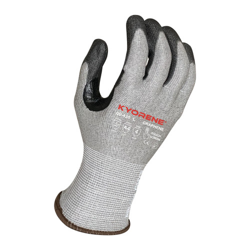 Armor Guys 00-420 13g Gray Kyorene Liner With Black PU Palm Coating And Reinforced Thumb Crotch, ANSI A4
