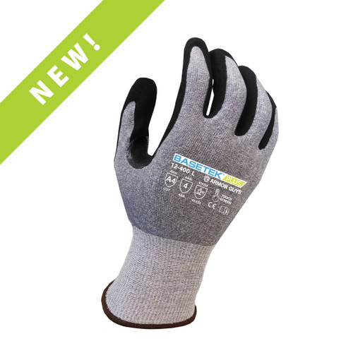 Armor Guys 12-400 Glove, 18 Gauge HDPE BasetekPlus Liner, HCT MicroFoam Nitrile Palm Coating, Thumbcrotch Reinforcement, Touch Screen, ANSI 4