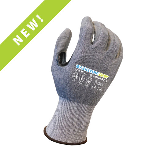 Armor Guys 12-620 Glove, 18 Gauge HDPE BasetekPlus Liner, Soft PU Palm Coating, Thumbcrotch Reinforcement, Touch Screen, ANSI 6