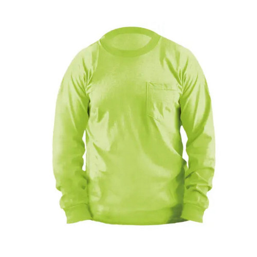 Occunomix LUX-300LP-07 Non-Ansi Pre-Shrunk Cotton Long Sleeve T-Shirt W/Pocket Hi-Vis Yellow