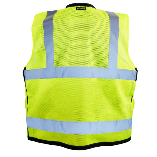 Occunomix LUX-SSFS-Y Solid Dual Stripe Surveyor Vest W/Zipper Hi-Vis Yellow