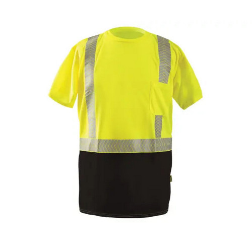 Occunomix LUX-TSSP2BK-Y Short Sleeve OCX Patented Segmented Tape Black Bottom W-Pocket Class 2 Hi-Vis Yellow