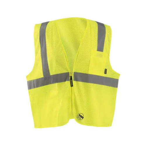 Occunomix TSE-IMZ-Y Mesh Self-Extinguishing Vest W/Quick Release Zipper Hi-Vis Yellow