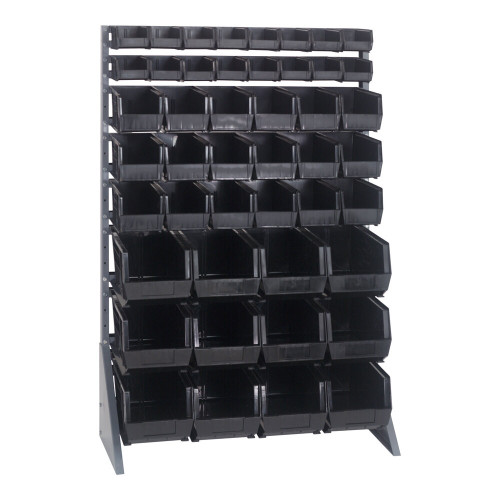 Quantum Storage Systems QRU-16S-220230240BK 36" x 15" x 53" Gray Steel Rail Rack with (46) Black Bins and (16) Rails
