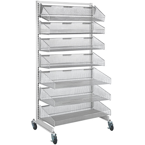 Quantum Storage Systems WS70-SS48-4S3L 26" x 48" x 74" Chrome Partition Wall System with 11" and 17" Hanging Basket