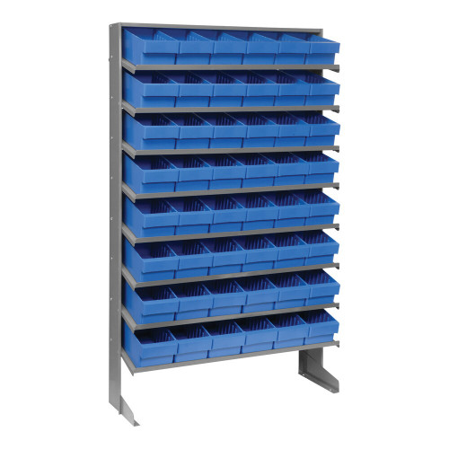 Quantum Storage Systems QPRS-601BL Economy 12" x 36" x 63 1/2" 8-Shelf Pick Rack with (48) 11 5/8" x 5 9/16" x 4 5/8" Blue Bins