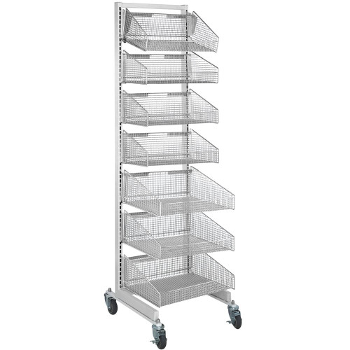 Quantum Storage Systems WS70-SS18-4S3L 18" x 26" x 74" Chrome Partition Wall System with 11" and 17" Hanging Baskets