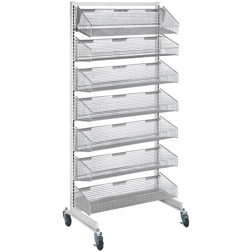 Quantum Storage Systems WS70-SS36-7S 26" x 36" x 74" Chrome Partition Wall System with 11" Hanging Baskets