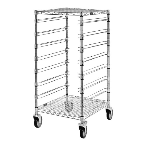 Quantum Storage Systems BC212439M7CO 21" x 24" x 45" Carbon Steel Mobile Bin Cart with 2 Wire Shelves and 7 Bin Slides for Conductive Bins