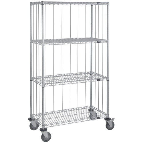 Quantum Storage Systems M2448C46RE 24" x 48" x 69" Mobile Enclosure Cart with 4 Wire Shelves