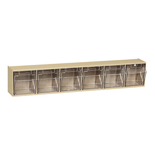 Quantum Storage Systems QTB306IV 3 5/8" x 23 5/8" x 4 1/2" Ivory Tip-Out Storage System with (6) Compartment Bins