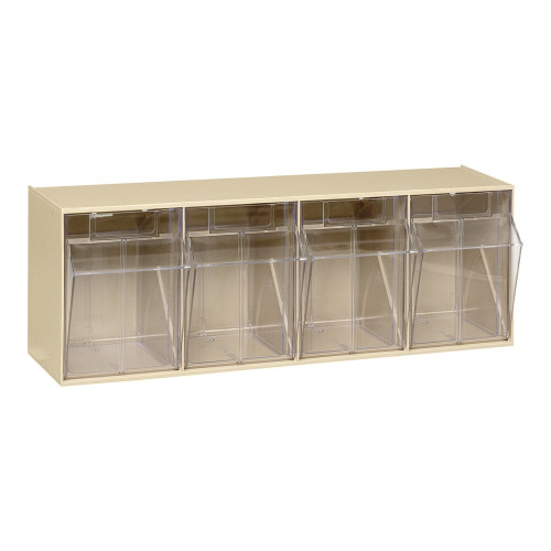 Quantum Storage Systems QTB304IV 6 5/8" x 23 5/8" x 8 1/8" Ivory Tip-Out Storage System with (4) Compartment Bins
