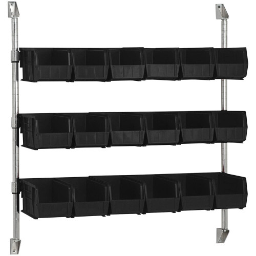 Quantum Storage Systems CAN-34-36BH-230BK 34" x 36" Wall Mount Cantilever with 18 Black Divider Bins