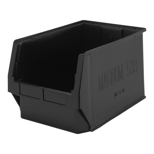 Quantum Storage Systems QMS533BK Magnum 19 3/4" x 12 3/8" x 11 7/8" Black Storage Tote Bin
