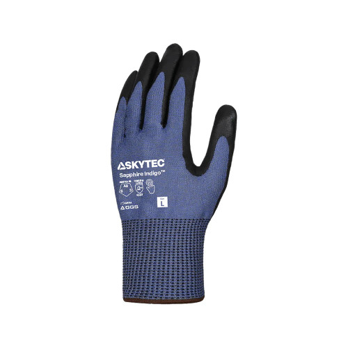 Global Glove SKG00088D Sapphire Indigo Extreme Cut Resistant Touchscreen Gloves with Foam Nitrile Coating