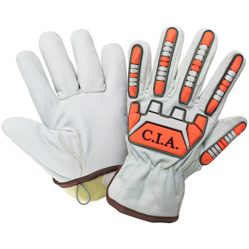 Global Glove CIA7900 High-Visibility Cut, Impact, Oil, and Water-Resistant Premium Leather Drivers Gloves