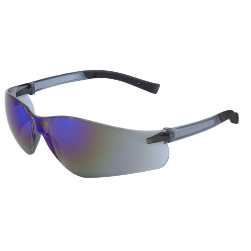 Global Glove BH549 Pavon Blue Mirror Lens, Frosted Black Frame Safety Glasses