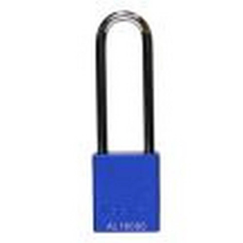 Reece Safety AL38BLUKLONG Aluminium bodied safety padlock with steel shackle-blue-Keyed Alike