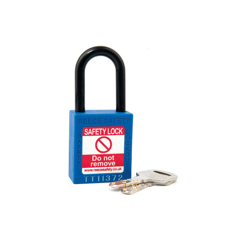 Reece Safety NC38BLU BLUE Plastic Shackle safety padlock keyed differently