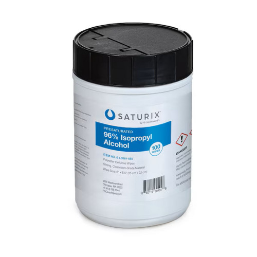 Saturix 6-LS964-685 96% Presat Polyester Cellulose Canisters, 6 in x 8.5 in, 100 wipes per canister