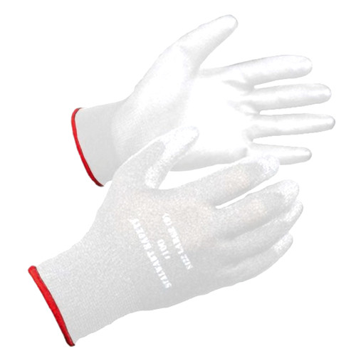 Stalwart Safety 100WV Polyester Knit Polyurethane Coated General Purpose Glove, White, Vend Packed