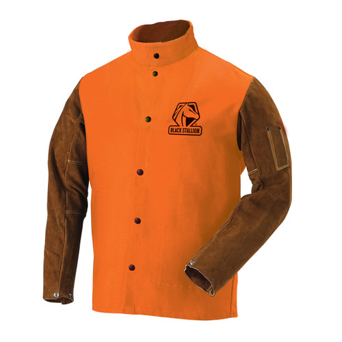 Black Stallion FO9-30C/BS FR Cotton & Cowhide Hybrid Welding Jacket, Orange