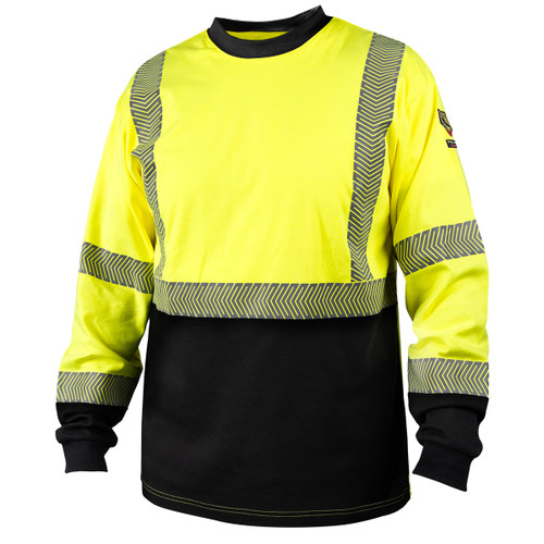 Black Stallion TF3030-HB 7 oz. Hi-Vis Class 3 AR/FR Cotton Knit Long-Sleeve T-Shirt