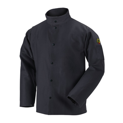 Black Stallion FBK9-30C Flame-Resistant Cotton Welding Jacket, Black