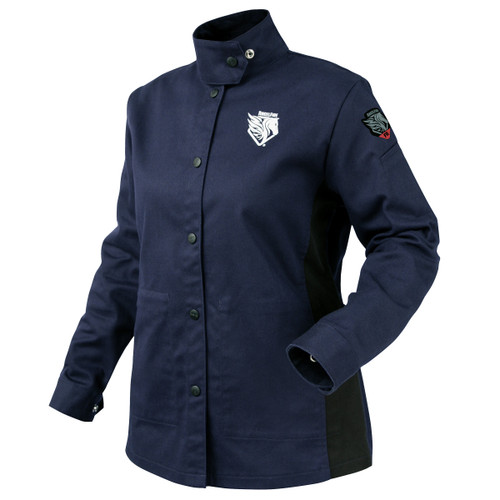 Black Stallion JF1015-NB AngelFire Women's FR Cotton Welding Jacket, Navy & Black