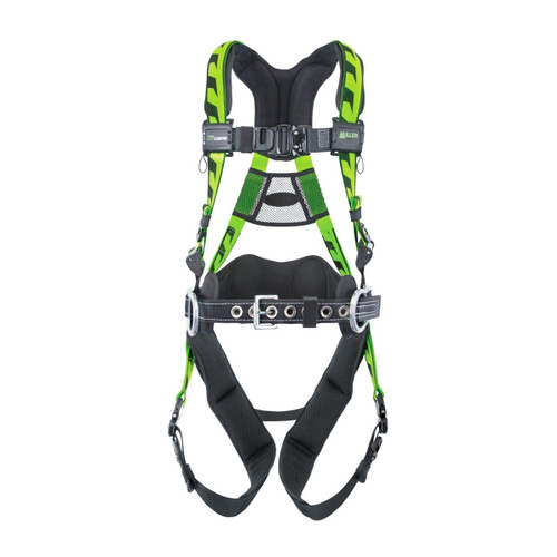 Miller ACA-QC-BDP Premium Breathable Full-Body Harness with Lightweight Aluminum Hardware, 5 Points of Adjustment, Back/Side D-Rings, Lumbar Pad and Quick-Connect Chest & Leg Buckles, Green