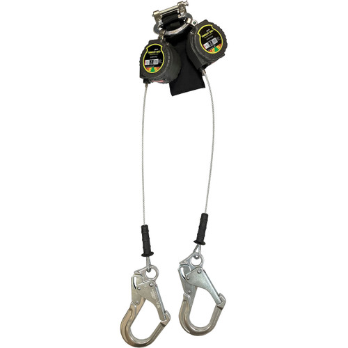 Miller MTL-LEP2-62 Twin Cable Edge Personal Fall Limiter with Aluminum Harness One Pin Connector and Steel Locking Rebar Hook